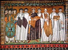 Justinian, Bishop Maximianus and, and attendants