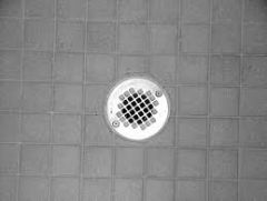 Fitting installed in the bottom of a shower floor that carries water to the piping below.