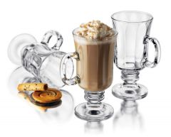 
Coffee Glass, Coaster, Whipped Cream, Nutmeg, Cherry, and Straws

1 oz. Bailey's
Fill With Hot Coffee