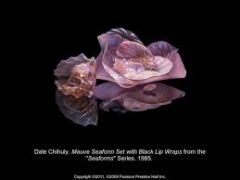 Decorative objects made of usually handblown glass.
 
Ex: Dale Chihuly --- Mauve Seaform Set with with Black Lip Wraps