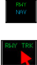 RWY 
 - Green – Runway mode engaged. 
 - Provides lateral guidance during takeoff roll and initial climb

								when a localizer is available on the takeoff runway. 
 - Replaced by RWY TRK or NAV soon after takeoff.

RWY TRK 
- Green...