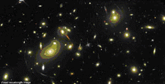 What does the degree of gravitational lensing seen in this image indicate?