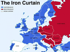 - in a speech in March 1946, the former British Prime Minister Winston Churchill claimed that an Iron Curtain had descended across Europe
- this was the border between Soviet controlled countries and the West, and it separated the democratic natio...