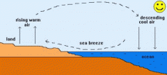 The sea retains temperature for longer than the land.