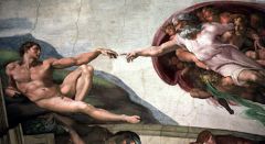 Painting on wet plaster with watercolors so that the plaster absorbs the paint and becomes one with the wall

Photo - Michelangelo's fresco "La Creazione" on the ceiling of the Sistine Chapel.