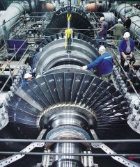 A turbine is a rotary mechanical device that extracts energy from a fluid flow and converts it into useful work.

Example:  almost like a fan