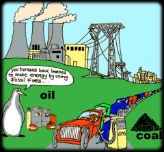 Definition: a fuel (such as coal, oil, or natural gas) that is formed in the earth from dead plants or animals

Example: Coal, Oil, Gas