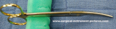 Use -
Cutting 
Additional Info
- Common to most surgical trays, used for cutting dense tissue where “Metz”
scissors are too delicate