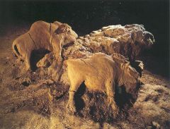 *Two bison, Le Tuc d'Audoubert Cave, Ariege, France. Ca. 13,000 BCE. clay, length 60 cm