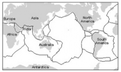 Based on the map of plate boundaries, which land mass would be the least likely to experience frequent earthquakes?