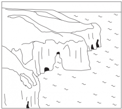 Label three coastal landforms using Figure 17 (3)