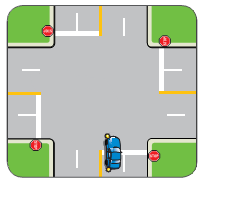 If this car is turning left, which lane should he enter on the cross street?