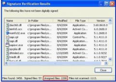 The graphic shows a Microsoft tool that verifies signed vs unsigned critical files. This is one way to verify integrity of files. Which tools perform this action and shows the output in the graphic?

a) verifier.exe
b) signverif.exe
c) msverif.exe
d)