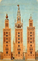 - (FRONT) La Giralda, Seville (Spain), 1184

- (BACK) La Giralda as built (left), as a Christian bell tower (right), and with Renaissance additions (center)