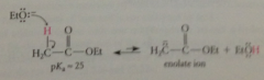 formation of enolate ion by rxn of ester w ethoxide B