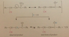either way, carbonyl group eventually regen bc enols spont form carbonyl cmpds - overall result of rxn is net add to db