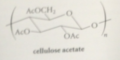 hydroxy groups of cellulose are esterified w acetic acid, known by trade names Celanese, Arnel, so on, used in knitting yarn & decorative household articles