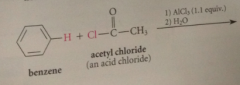 when benzene reacts w an acid chloride in the presence of a lewis acid such as AlCl3