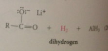 LiALH4 reacts w acidic H of CA to give Li salt of CA + 1 equiv H2