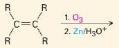 3. Oxidative cleavage of alkenes.
(a). Reaction with ozone followed by zinc in acetic acid.