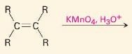 3. Oxidative cleavage of alkenes.
(b). Reaction with KMnO4 in acidic solution.