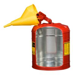 An
approved, closed container, of not more than 5 gallon capacity, having a flash
arresting screen, spring closing lid, and spout cover designed so it will
safely relieve internal pressure when exposed to fire.