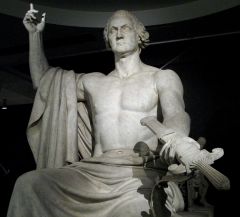 How does George Washingtong by Horatio Greenough's represent the Neoclassical style? Why did many consider the sculpture to be a failure? 