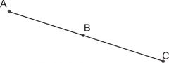 B is between A and C if points A, B, and C are collinear and AB + BC = AC:
