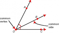 a pair of angles that share a vertex and a side but do not share interior points