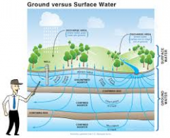 Surface water if fresh water on Earths land surface.