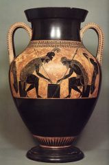 Exekias: Achilles and Ajax Playing Dice, Greek, black-figure Archaic amphora, 6th century BC