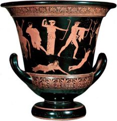 #33


Niobides Krater 


Classical Greek


Artist: Anonymous vase painter known as the "Niobid Painter"


460 - 450 B.C.E.


___________________


Content: This is a ceramic piece, originally of red clay with black glaze to create a n...