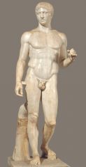 #34


Doryphoros (Spear Bearer) 


"Man of Opposites"


Classical Greek


Artist: Polykleitos 


original: 450 - 440 B.C.E.


____________________


Content: The Doryphorus is exactly what his title describes his to be: a spear thr...