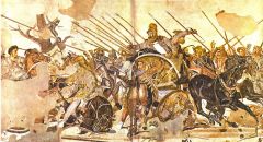 Battle of Issus, Greek, Hellenistic period mosaic, 4th century, BC, Roman mosaic copy
