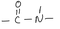 carbon with single bond to nitrogen and double bond to 
oxygen