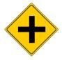 This sign means?
A) A two-way intersection ahead.
B) Side road intersection ahead.
C) A four-way intersection ahead.
D) T-Road intersection ahead.