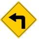 This sign means?
A) Advance warning of a left curve.
B) Advance warning of a low speed sharp left curve.
C) Road curves right, then turns left.
D) Advance warning of a winding road.