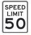 This sign means?

A) Minimum legal speed is 50 mph in ideal conditions.
B) Minimum legal speed is 50 mph in all weather conditions.
C) Maximum legal speed is 50 mph in ideal conditions.
D) Maximum legal speed is 50 mph in all weather conditions.
