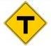 This sign means?
A) Intersection warning ahead. roadway ends, must turn right or left.
B) Side road intersection ahead.
C) Four-way intersection ahead.
D) Y intersection ahead.
