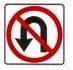 This sign means?

A) No left lane.
B) U-turn is prohibited.
C) Left lane ends.
D) No left turn.