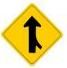 This sign means?
A) 2 Lane traffic ahead.
B) Right curve warning ahead.
C) Merging traffic entering from the left.
D) Merging traffic entering from the right.