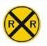 This sign means?
A) No right turn warning.
B) X intersection ahead warning sign.
C) Railroad crossing ahead warning sign.
D) Advance warning of a cross intersection.