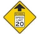 This warning sign means?

A) End of school zone ahead.
B) Reduced speed limit, school zone ahead.
C) Stop sign ahead.
D) School crossing ahead.