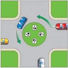 Turn right at the traffic circle and turn left directly after.