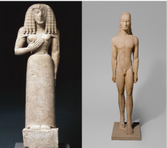*1st: Kore (Maiden). ca. 630, Archaic Greek 
*2nd: New York Kouros (Youth). ca. 600–590 BCE, Archaic Greek