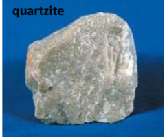 Metamorphic rock (protolith): Granulite (intrusive igneous), marble (limestone), quartzite (sandstone)
 
Massive with no foliation