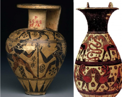 *1st:The Ajax Painter. Aryballos (Perfume Jar). Middle-Corinthian I A, 690-675 bce. Height 1 7/8” (7.3cm), diameter 4.4 cm


*2nd:Pitcher (olpe) Corinth, c. 600 BCE 


Ceramic with black-figure decoration,


height 11½" 


(c. 700-600):...