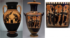 *1st:Exekias. Achilles and Ajax Playing Dice. Black-figured amphora. Height 2’ (61cm) 


ca. 540–530 BCE


*2nd:Women at a Fountain House. 520–510 BCE. Height of hydria 20 7/8”. 53cm


(c. 600-480):meaning “old,” only because it ...