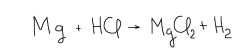 In this reaction of Magnesium with hydrochloric acid, the substances on the right of the arrow are called ____.