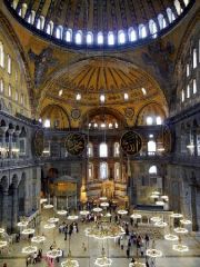 Early Byzantine Art
Church of Hagia Sophia
c. 532-537 AD
 
- MASSIVE DOME
- not much horizontal emphasis
- Made by, Justinian
- lacks solidity
-  gold mosaics